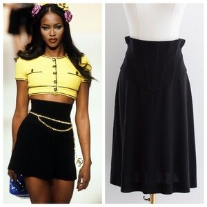 Chanel Vintage S/S 1995 Barbie Black Corset 95P Mini Skirt